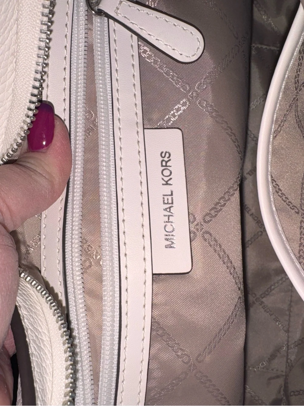 Michael Kors White Pebbled Leather Shoulder Bag